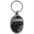 Fishing with Trout Metal Key Chain with Enameled Details